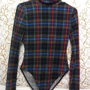 Forever 21 plaid bodysuit size M